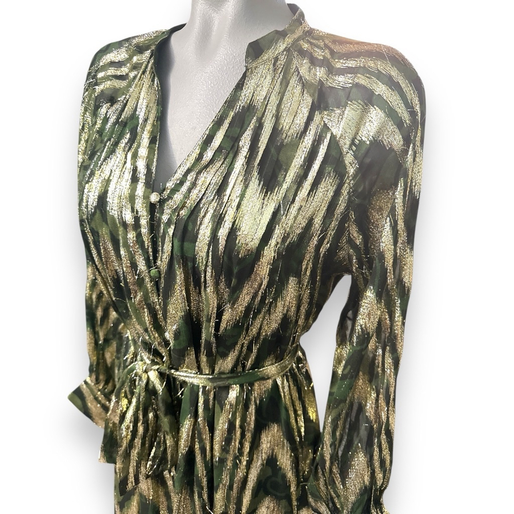 Seneca Metallic Long Sleeve Midi Shirtdress by CIEBON size XS - Picture 3 of 8